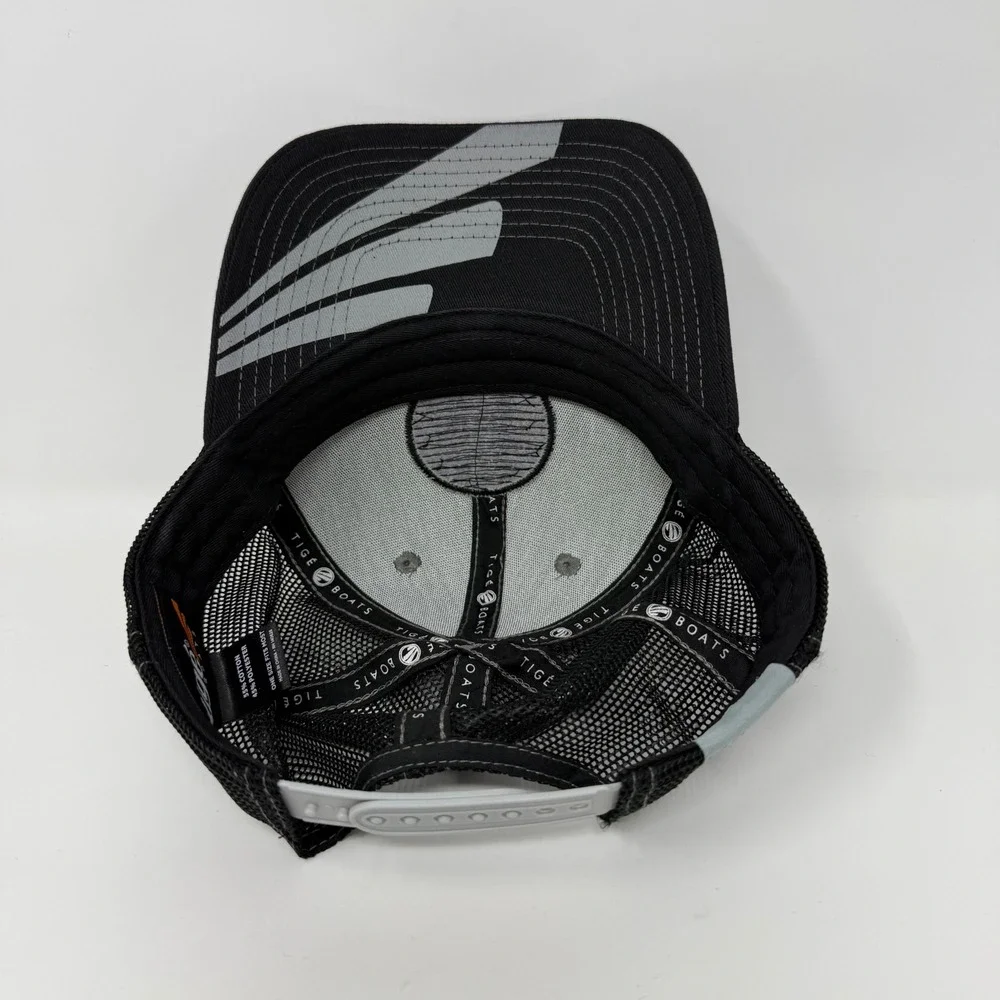 Tige Boats‎ Trucker Hat Grey Black Embroidered Patch Snapback Mesh Cap OSFM